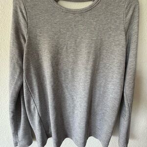 Gray Open Back Long Sleeve Top
